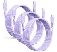 TECHGEAR USB C to USB C Charger Cable 60W (3 Pack 2M) Braided Long Fast Charging Type C to C Data Lead for iPhone 17 16 15 Pro Max, iPad A16/10th/Air/Pro, Samsung S26 S25 S24 A26 A16, Pixel, Switch