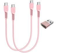 TECHGEAR USB C to USB C Charger Cable 60W (30cm+30cm+Adapter) Braided Short Fast Charging Type C Data Lead for iPhone 17 16 15 Pro Max, iPad A16/Air/Pro, Samsung S26 S25 S24 A36 A17, Pixel, Power Bank