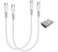 TECHGEAR USB C to USB C Charger Cable 60W (30cm+30cm+Adapter) Braided Short Fast Charging Type C Data Lead for iPhone 17 16 15 Pro Max, iPad A16/Air/Pro, Samsung S26 S25 S24 A36 A17, Pixel, Power Bank