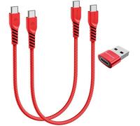 TECHGEAR USB C to USB C Charger Cable 60W (30cm+30cm+Adapter) Braided Short Fast Charging Type C Data Lead for iPhone 17 16 15 Pro Max, iPad A16/Air/Pro, Samsung S26 S25 S24 A36 A17, Pixel, Power Bank
