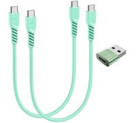 TECHGEAR USB C to USB C Charger Cable 60W (30cm+30cm+Adapter) Braided Short Fast Charging Type C Data Lead for iPhone 17 16 15 Pro Max, iPad A16/Air/Pro, Samsung S26 S25 S24 A36 A17, Pixel, Power Bank