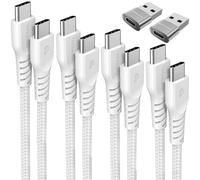 TECHGEAR USB C to USB C Charger Cable (6Pack 0.3M+1M+2M+3M+2x Adapter) 60W Braided Type C Cable Fast Charging Data Lead Compatible Phone 17 16 15 Pro Max, iPad Air/Pro, Samsung S26 S25 S24 A17, Pixel
