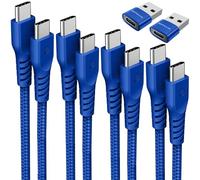 TECHGEAR USB C to USB C Charger Cable (6Pack 0.3M+1M+2M+3M+2x Adapter) 60W Braided Type C Cable Fast Charging Data Lead Compatible Phone 17 16 15 Pro Max, iPad Air/Pro, Samsung S26 S25 S24 A17, Pixel