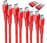 TECHGEAR USB C to USB C Charger Cable (6Pack 0.3M+1M+2M+3M+2x Adapter) 60W Braided Type C Cable Fast Charging Data Lead Compatible Phone 17 16 15 Pro Max, iPad Air/Pro, Samsung S26 S25 S24 A17, Pixel