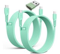 TECHGEAR USB C to USB C Long Charger Cable 60W (3M+3M+Adapter) Braided Extra Long Fast Charging Type C Data Lead for iPhone 17 16 15 Pro Max, iPad A16/Air/Pro, Samsung S26 S25 S24, Pixel, Honor Switch