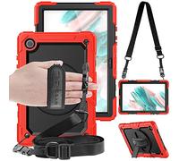 TECHGEAR Utility Case Compatible with Samsung Galaxy Tab A8 2021 10.5 Inch (SM-X200/SM-X205) Hard Shockproof Protection with 360 Degree Swivel Stand, Shoulder Strap and Hand Grip - Red