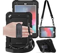 TECHGEAR UTILITY Case fits Apple iPad Mini 5th Gen 2019 / iPad Mini 4 Tough Rugged HEAVY DUTY Armour Shockproof Protect Case 360 Degree Rotating Stand, Hand Strap and Shoulder Strap - Black