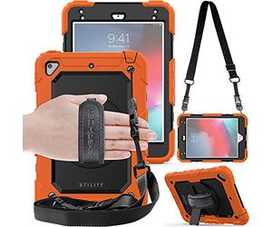 TECHGEAR UTILITY Case fits Apple iPad Mini 5th Gen 2019 / iPad Mini 4 Tough Rugged HEAVY DUTY Armour Shockproof Protect Case 360 Degree Rotating Stand, Hand Strap and Shoulder Strap Case - Orange