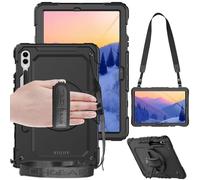 TECHGEAR UTILITY Case fits Samsung Galaxy Tab S8 Plus (S8+) 12.4" (SM-X800 / SM-X806) Tough Rugged HEAVY DUTY Armour Shockproof Impact Case with 360 Rotating Stand, Hand Strap and Shoulder Strap