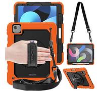 TECHGEAR UTILITY Case for iPad Air 10.9" 5th & 4th Generation 2022/2020, Tough Rugged HEAVY DUTY Armour Shockproof Case with 360 Rotating Stand, Hand Strap and Shoulder Strap - Orange