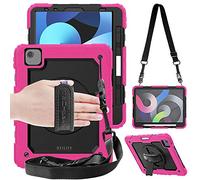 TECHGEAR UTILITY Case for iPad Air 10.9" 5th & 4th Generation 2022/2020, Tough Rugged HEAVY DUTY Armour Shockproof Case with 360 Rotating Stand, Hand Strap and Shoulder Strap - Pink
