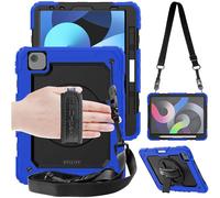 TECHGEAR UTILITY Case for iPad Air 10.9" 5th & 4th Generation 2022/2020, Tough Rugged HEAVY DUTY Armour Shockproof Case with 360 Rotating Stand, Hand Strap and Shoulder Strap - Blue