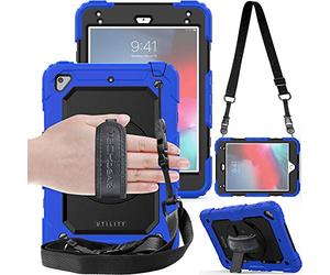 TECHGEAR Utility Case for iPad Mini 5th Gen 2019 / iPad Mini 4 - Ultra High Protection Shockproof Hard Case with 360 Degree Rotating Stand, Shoulder Strap and Grip - Blue