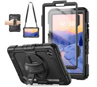TECHGEAR Utility Case for Samsung Galaxy Tab A11 8.7" (SM-X130 / SM-X135) - Rugged Heavy Duty Shockproof Armour Case, 360 Rotating Stand, Hand Strap & Detachable Shoulder Strap - Black