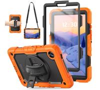 TECHGEAR Utility Case for Samsung Galaxy Tab A11 8.7" (SM-X130 / SM-X135) - Rugged Heavy Duty Shockproof Armour Case, 360 Rotating Stand, Hand Strap & Detachable Shoulder Strap - Orange