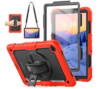 TECHGEAR Utility Case for Samsung Galaxy Tab A11 Plus / A11+ 11" (SM-X230 / SM-X236) - Rugged Heavy Duty Shockproof Armour Case, 360 Rotating Stand, Hand Strap & Detachable Shoulder Strap - Red