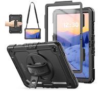 TECHGEAR Utility Case for Samsung Galaxy Tab A11 Plus / A11+ 11" (SM-X230 / SM-X236) - Rugged Heavy Duty Shockproof Armour Case, 360 Rotating Stand, Hand Strap & Detachable Shoulder Strap - Black