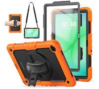 TECHGEAR Utility Case for Samsung Galaxy Tab A11 Plus / A11+ 11" (SM-X230 / SM-X236) - Rugged Heavy Duty Shockproof Armour Case, 360 Rotating Stand, Hand Strap & Detachable Shoulder Strap - Orange