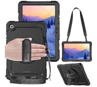 TECHGEAR UTILITY Case fits Samsung Galaxy Tab S9 FE 10.9" (SM-X510 / SM-X516) Tough Rugged HEAVY DUTY Armour Shockproof Impact Case with S-Pen Holder, 360 Stand, Hand & Shoulder Strap - Black