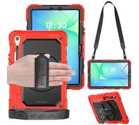 TECHGEAR Utility Case for Samsung Galaxy Tab S10 Lite, Tab S10 FE 2025 & Tab S9 FE 10.9" Rugged Heavy Duty Armour Shockproof Case with S-Pen Holder, 360 Stand, Hand & Shoulder Strap - Red