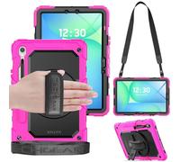 TECHGEAR Utility Case for Samsung Galaxy Tab S10 Lite, Tab S10 FE 2025 & Tab S9 FE 10.9" Rugged Heavy Duty Armour Shockproof Case with S-Pen Holder, 360 Stand, Hand & Shoulder Strap - Pink