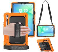 TECHGEAR Utility Case for Samsung Galaxy Tab S10 Lite, Tab S10 FE 2025 & Tab S9 FE 10.9" Rugged Heavy Duty Armour Shockproof Case with S-Pen Holder, 360 Stand, Hand & Shoulder Strap - Orange