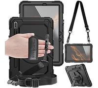 TECHGEAR UTILITY Case for Samsung Galaxy Tab S8 11" (SM-X700 / SM-X706) & Tab S7 11" (SM-T870 / SM-T875) Tough Rugged Heavy Duty Shockproof Case with 360 Stand, Hand & Shoulder Strap - Black