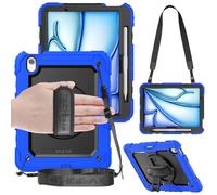 TECHGEAR Utility Rugged Case for iPad Air 11" 2026 (M4), 2025 (M3), 2024 (M2) - Heavy Duty Shockproof Cover with 360 Rotating Stand, Hand Strap, Shoulder Strap + 2 Front Frames (Protector/No) - Blue