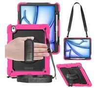 TECHGEAR Utility Rugged Case for iPad Air 13" 2026 (M4), 2025 (M3), 2024 (M2) - Heavy Duty Shockproof Cover with 360 Rotating Stand, Hand Strap, Shoulder Strap + 2 Front Frames (Protector/No) - Pink