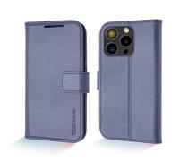 Wallet Case for Apple iPhone 15 Pro Max, Genuine Leather Magnetic Flip [RFID Blocking] Case with Shockproof TPU, Card Slots, Stand Folio Cover