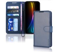 TECHGEAR Wallet Case for Samsung Galaxy S25 FE, RFID Blocking Blue | PU Leather Flip Cover, 3 Card Slots & Cash Pocket, Kickstand, Magnetic Closure, Wrist Strap, Shockproof TPU Protection