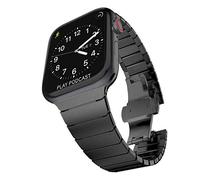 TECHGEAR Watch Band Compatible with Apple Watch 41mm / 40mm / 38mm Steel Link Bracelet Watch Strap Wrist Band with Butterfly Metal Clasp for Series 8 7 6 5 4 3 2 1 SE - Black