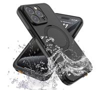 TECHGEAR Waterproof Magnetic Stand Case for iPhone 15 Pro Max, IP68 360° Full Body Heavy Duty Shockproof, Dustproof Cover, MagSafe Compatible with Built-in Screen & Camera Protector Phone Case Black