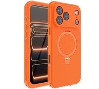 TECHGEAR Waterproof Magnetic Stand Case for iPhone 17 Pro Max, IP68 360° Full Body Heavy Duty Shockproof, Dustproof Cover, MagSafe Compatible with Built-in Screen & Camera Protector Phone Case Orange
