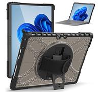 TECHGEAR X-Case fits Microsoft Surface Pro 8 13" [Signature Keyboard Compatible] Tough Rugged HEAVY DUTY Armour Shockproof Impact Case with 360 Rotating Hand Strap & Stand - Black/Smoke