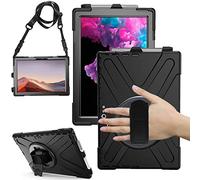 TECHGEAR X-Case Microsoft Surface Pro 7/7 Plus 6 5 4 12.3 Inch 360 Degree Rotating Stand Case Cover with Hand Strap and Shoulder Strap - Black