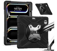 TECHGEAR X-Case with VESA 75x75mm holes for Apple iPad Pro 13" 2024 (M4), Tough Tablet Case, 360 Stand, works with VESA 75mm Wall Desk Table Arm Holder Support Clamp Mounts