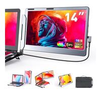 TechGiantSZ 14'' FHD 1080P IPS Portable Monitor, Multi-angle, Type-C/Mini HDMI, All Aluminum Alloy Frame, Laptop Monitor Extender, PS5 Compatible, Windows/Linux/MacBook/Surface Laptop/Notebook
