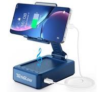 TechGlow Gifts for Men Women Foldable Cellphone Stand with Bluetooth Speaker and Power Bank Birthday Gift Idea for Mom Dad Cool Gadget Tech Gifts-Blue