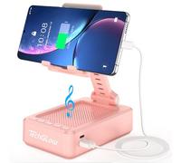 TechGlow Gifts for Men Women Foldable Cellphone Stand with Bluetooth Speaker and Power Bank Birthday Gift Idea for Mom Dad Cool Gadget Tech Gifts-Pink