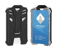 Techion 2 Pack Hard Plastic ID Badge Holder, Vertical Card Holder with 5-Card Capacity, Full Front Clear Window, for Work, School, Bus Pass - Black