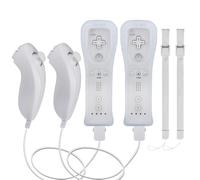 TechKen 2 Pack Wii Remote Controller and Nunchuck with Silicone Case and Wrist Strap for Wii Wii U