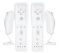 TechKen 2 Pcs Remote Controller for Wii, Remote Game Controllers Compatible with Wii Remote Replacement with Silicone and Wrist Strap (White New)