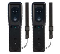 TechKen 2 Pcs Remote Controller for Wii, Remote Game Controllers Compatible with Wii Remote Replacement with Silicone and Wrist Strap (Black)