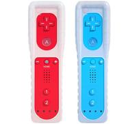 TechKen 2 Pcs Remote Controller for Wii, Remote Game Controllers Compatible with Wii Remote Replacement with Silicone and Wrist Strap (Blue Red)