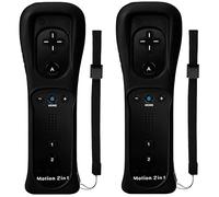 TechKen 2 Piece Wii Linker Controller with Motion Plus, Wii Remote Control Controller with Built-In Silicone Case and Wrist Strap for Wii