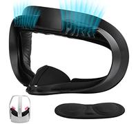 Techken Facial Interface for Meta Quest 2, Sweat-Proof Foam Face Cover with Anti-Leakage Nose Pad & Lens Cover, Removable VR Cushion Replacement Set