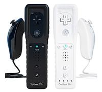 TechKen Pack of 2 controllers for Wii, remote for Wii Motion Plus and Nunchuk remote control for Wii with silicone case wrist strap