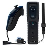 TechKen Remote Controller for Wii, Built-in 2 in 1 Motion Plus with Silicon Case and Nunchuck (Black)