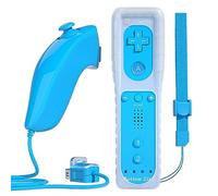TechKen Remote Controller for Wii, Built-in 2 in 1 Motion Plus with Silicon Case and Nunchuck (Blue)